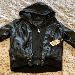 Obey Varsity Lover Black Faux Leather Jacket